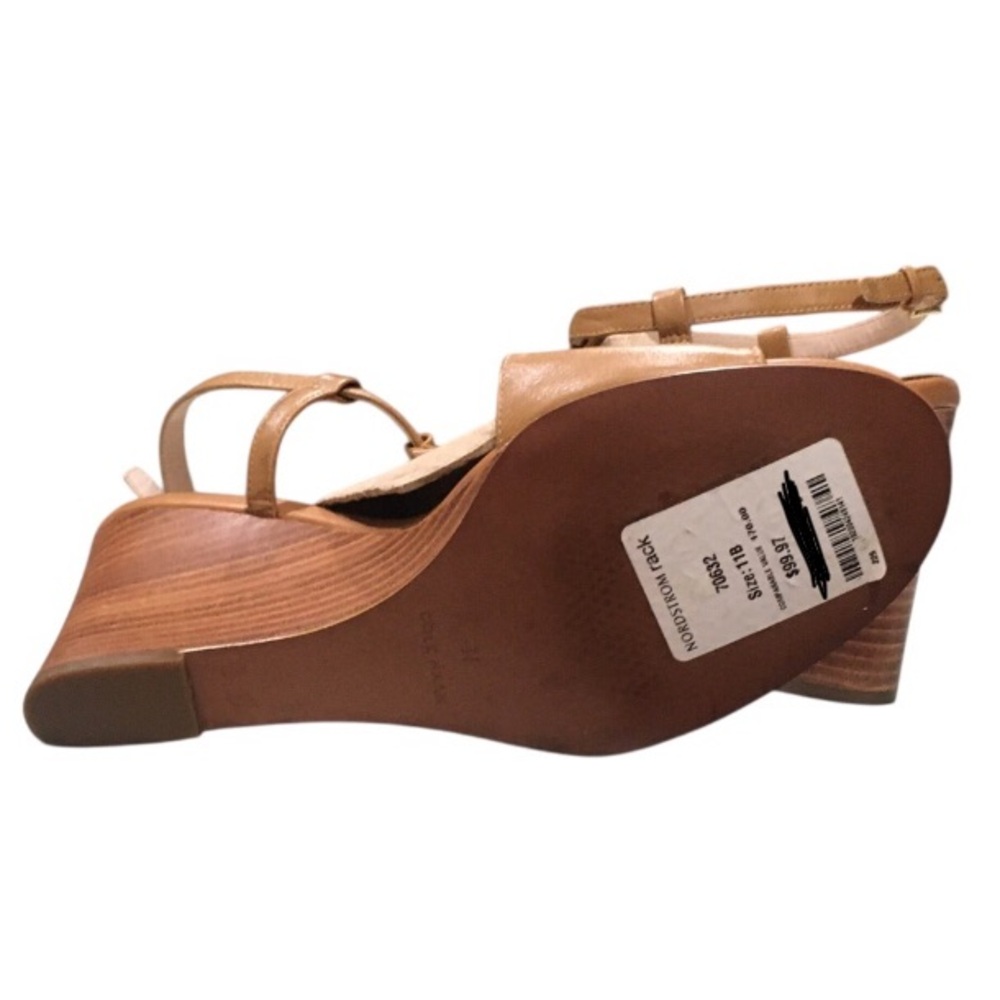 Cole Haan Tan Leather Wedge Open Toe Slingback Sandals 11 - Picture 5 of 7